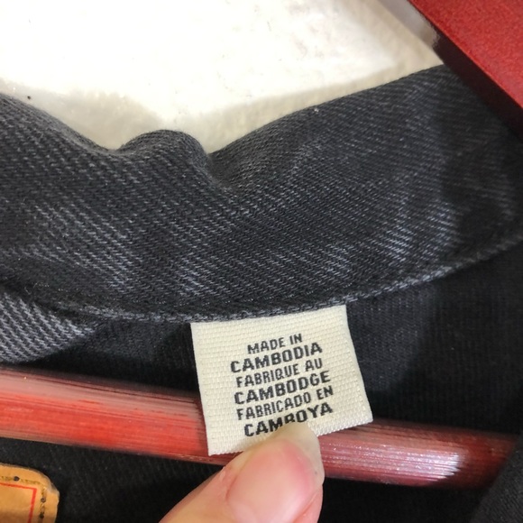 Gold Rhinestone Stag Deer Throne of Glass Hand Painted Black Jean Jacket - Picture 7 of 17